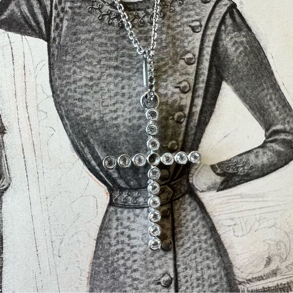 Swarovski Silver Cross Pendant Necklace - Picture 3 of 5